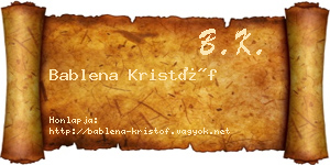 Bablena Kristóf névjegykártya